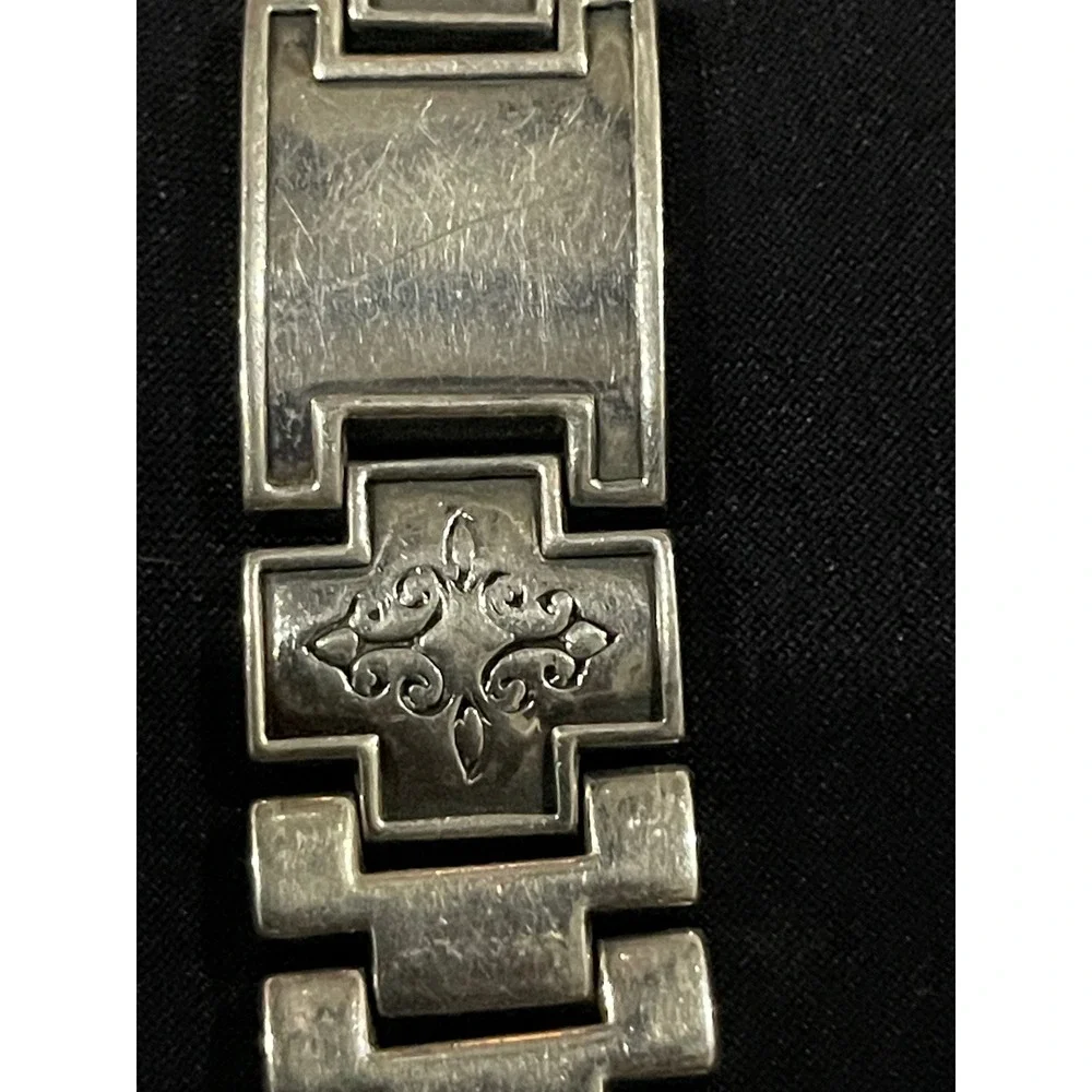 Brighton Montreal Silver Tone Link Watch Roman Numeral‎ Japan Movement Ornate